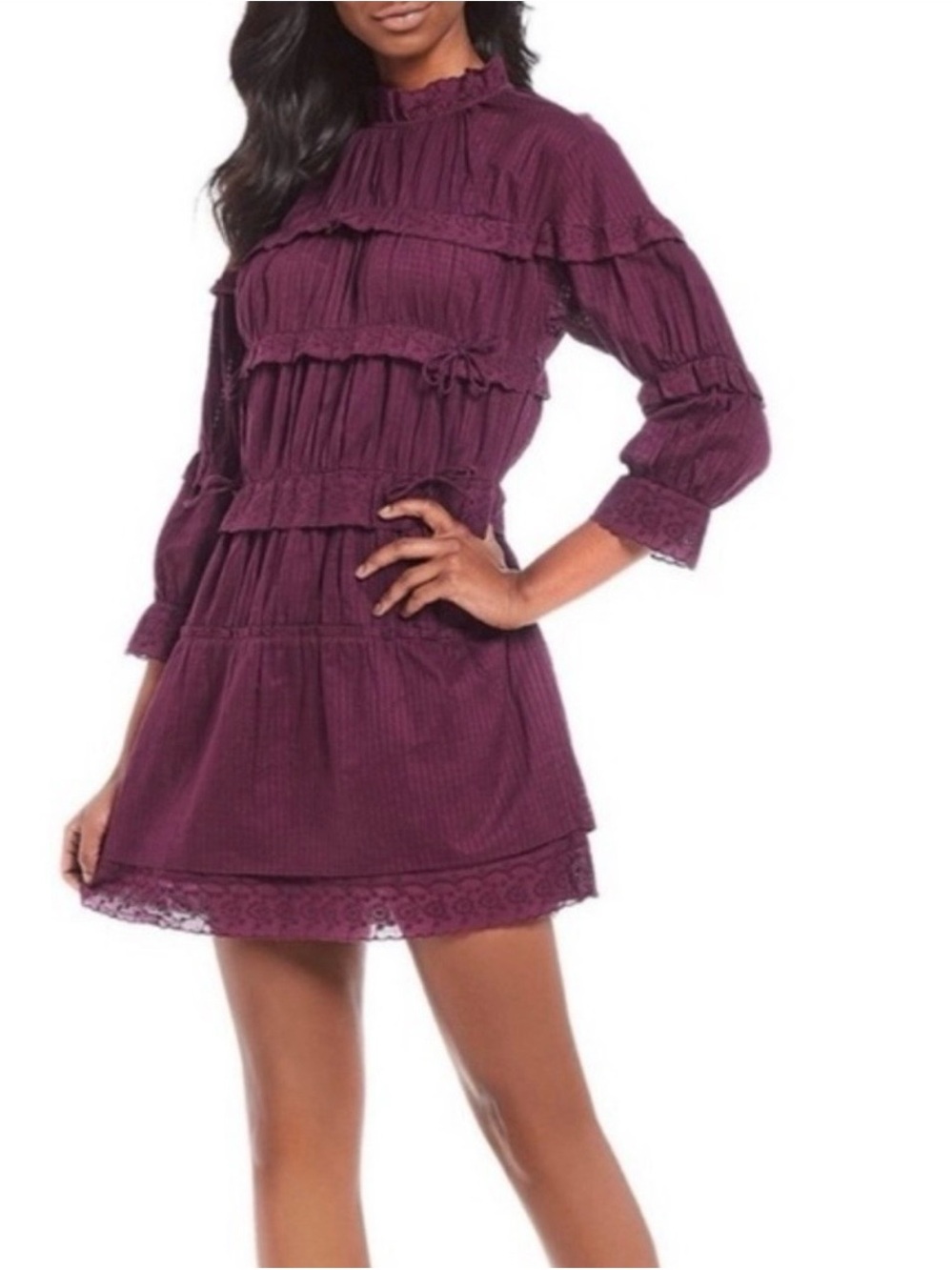 Chelsea & Violet Plum Tiered Ruffle Mini Dress
